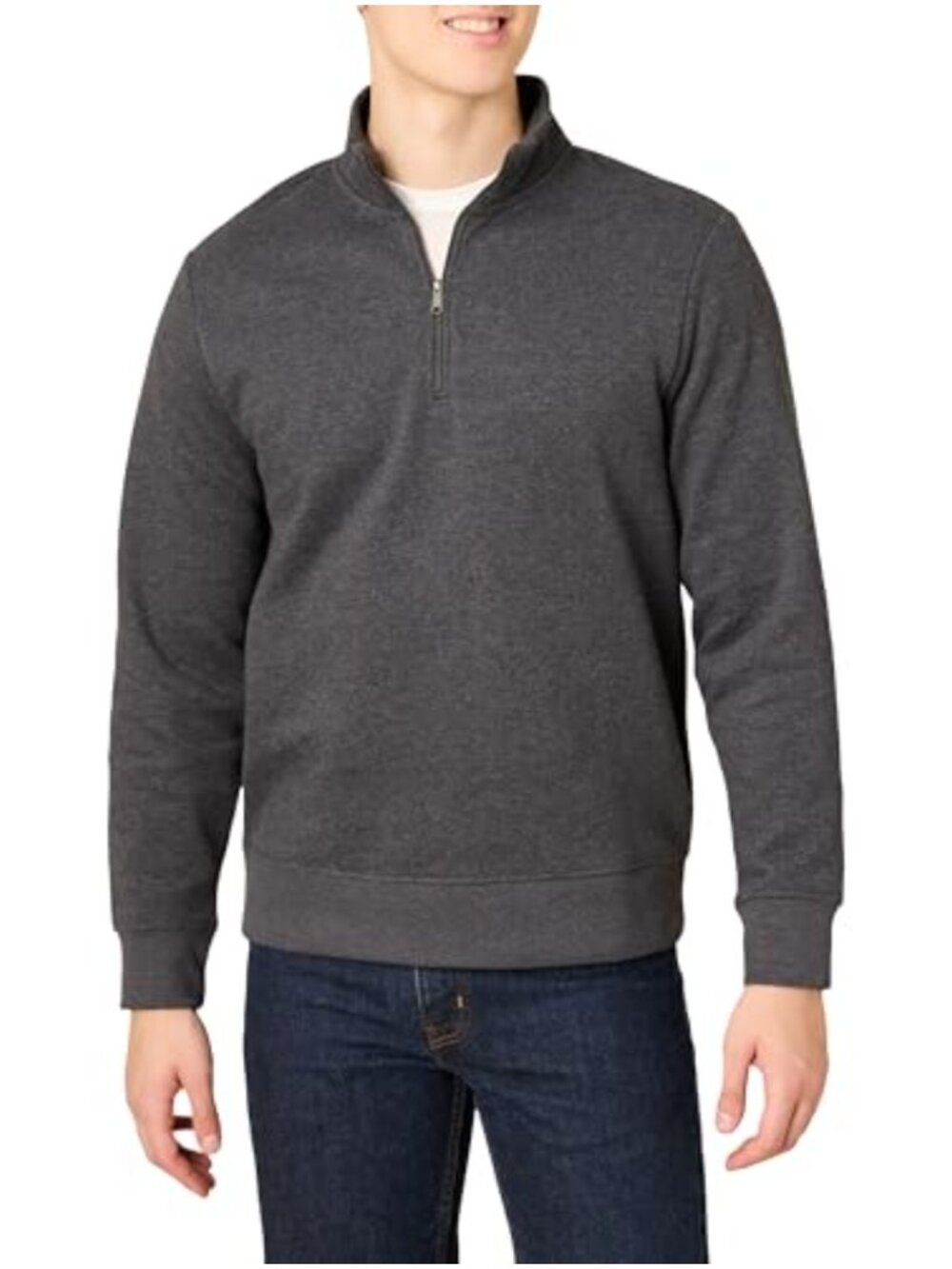 Mens Long Sleeve Quarter Zip Fleece Sweatshirt Regular Fit Pullover